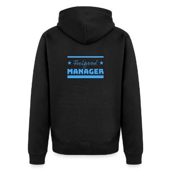 Tshirt Feelgood Manager Stars blue - Unisex Premium Organic Zip Hoodie - black - Back - Nico (187cm)