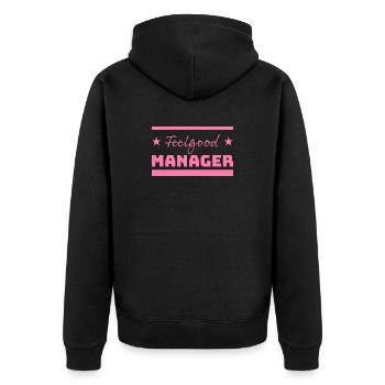 Tshirt Feelgood Manager Stars pink - Unisex Premium Organic Zip Hoodie - black - Back - Nico (187cm)