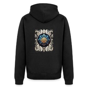 Mandala Cosmic VINTAGE - Unisex Premium Organic Zip Hoodie - black - Back - Nico (187cm)