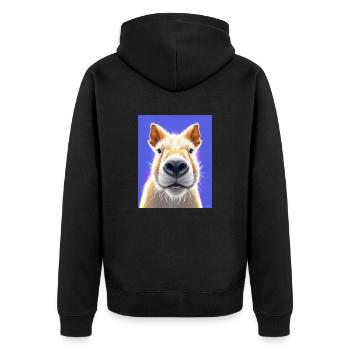 super süßes weißes Capybara Gemälde flauschiges Tier - Unisex Premium Bio Zip Hoodie - Schwarz - Hinten - Nico (187cm)
