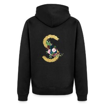 Lettre s gold floral - Veste à capuche bio Premium Unisexe - noir - Dos - Nico (187cm)