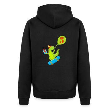 5th Anniversary Cute Dinosaur - Unisex Premium Organic Zip Hoodie - black - Back - Nico (187cm)