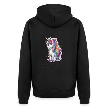 Magisches Fabelwesen Geschöpf der Reinheit Einhorn - Unisex Premium Bio Zip Hoodie - Schwarz - Hinten - Nico (187cm)