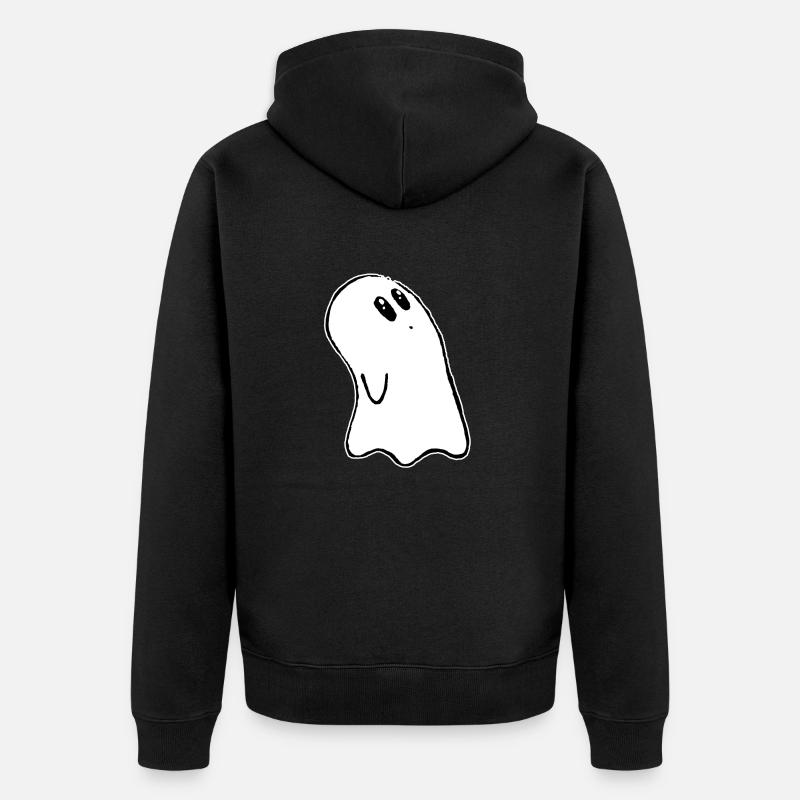 Halloween cute Ghost - Unisex Premium Bio Zip Hoodie - Schwarz