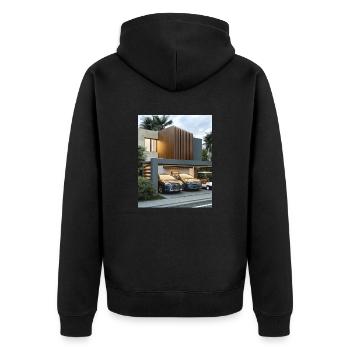 House - Unisex Premium Organic Zip Hoodie - black - Back - Nico (187cm)