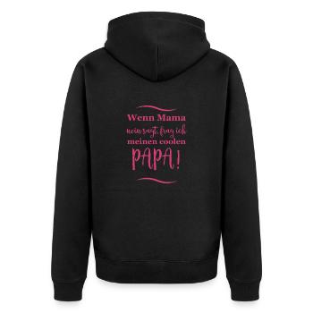 lustige sprüche cooler papa - Unisex Premium Bio Zip Hoodie - Schwarz - Hinten - Nico (187cm)
