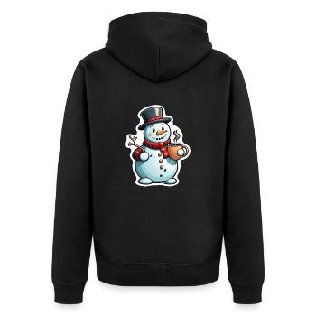 Schneemann - Unisex Premium Bio Zip Hoodie - Schwarz - Hinten - Nico (187cm)