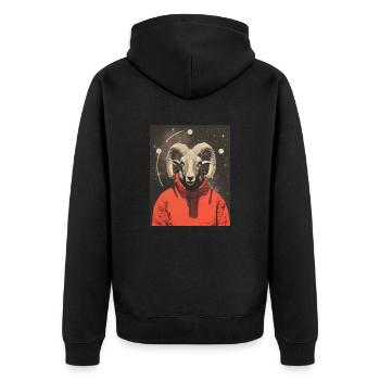 Aries Ram Surrealistic Collage - Unisex Premium Organic Zip Hoodie - black - Back - Nico (187cm)