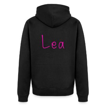 Leah - Unisex Premium Organic Zip Hoodie - black - Back - Nico (187cm)