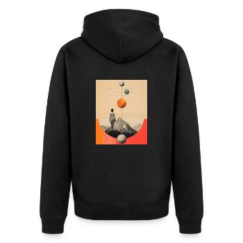 Klettern und sich etwas wünschen - Unisex Premium Bio Zip Hoodie - Schwarz - Hinten - Nico (187cm)