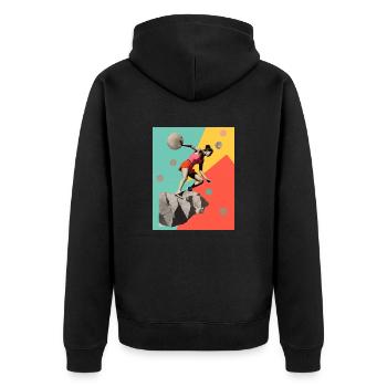 Klettere wie ein Mädchen! - Unisex Premium Bio Zip Hoodie - Schwarz - Hinten - Nico (187cm)