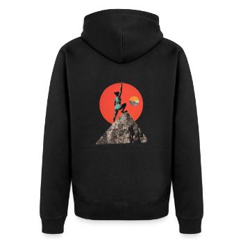 Klettern wie eine Frau! - Unisex Premium Bio Zip Hoodie - Schwarz - Hinten - Nico (187cm)