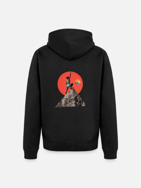 Klettern wie eine Frau! - Unisex Premium Bio Zip Hoodie - Schwarz