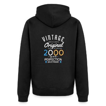 2000 Vintage Anniversaire 2000 original birthday - Veste à capuche bio Premium Unisexe - noir - Dos - Nico (187cm)
