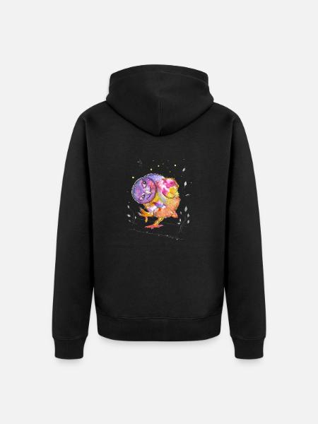 Gute Laune Eule - Unisex Premium Bio Zip Hoodie - Schwarz