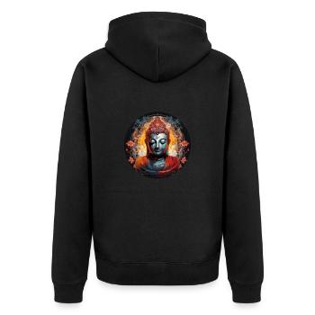 T-shirt Sérénité Bouddha Marque Vibration Positive - Veste à capuche bio Premium Unisexe - noir - Dos - Nico (187cm)