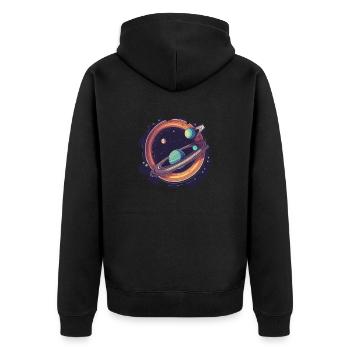 Saturn's Star Spell - Unisex Premium Organic Zip Hoodie - black - Back - Nico (187cm)