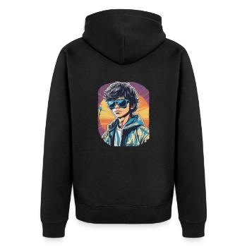 80er Vibes - Unisex Premium Bio Zip Hoodie - Schwarz - Hinten - Nico (187cm)