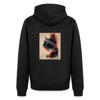Merveilles à moustaches : Oeuvre de Collage de chat Vintage - Veste à capuche bio Premium Unisexe - noir - Dos - Nico (187cm)