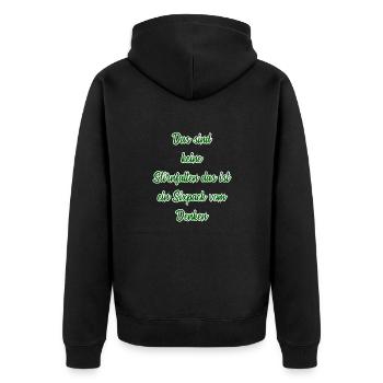 Geschenkidee 50. Geburtstag - Unisex Premium Bio Zip Hoodie - Schwarz - Hinten - Nico (187cm)