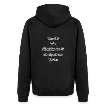 Witzige lustige Sprüche - Unisex Premium Bio Zip Hoodie - Schwarz - Hinten - Nico (187cm)