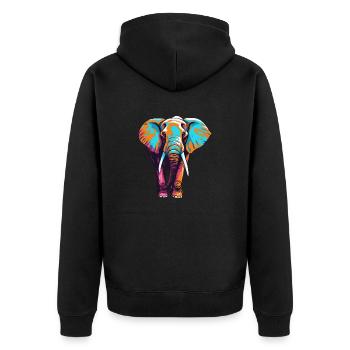Elephant Elephant Animal Zoo Africa Savannah Safari - Unisex Premium Organic Zip Hoodie - black - Back - Nico (187cm)