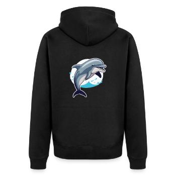 Dauphin, L’Eau, Animal, Mer, Dauphin, Poisson, Dauphin - Veste à capuche bio Premium Unisexe - noir - Dos - Nico (187cm)