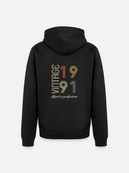 33 Year Anniversary Gift - 1991 - Unisex Premium Organic Zip Hoodie - black