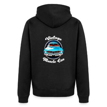 voiture vintage couché de soleil - Veste à capuche bio Premium Unisexe - noir - Dos - Nico (187cm)