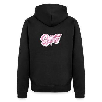 Sweet Pink Glitter Manuscrit Design - Veste à capuche bio Premium Unisexe - noir - Dos - Nico (187cm)