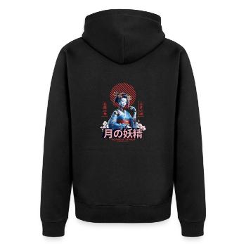 Moonlit Geisha: The Fairy of The Moon - Unisex Premium Organic Zip Hoodie - black - Back - Nico (187cm)