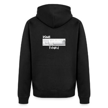 Visit Lublin Poland - Unisex Premium Organic Zip Hoodie - black - Back - Nico (187cm)