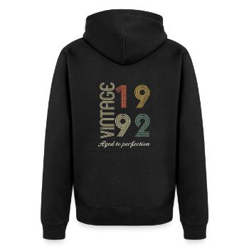 Cadeau d’anniversaire 32 ans - 1992 - Veste à capuche bio Premium Unisexe - noir - Dos - Nico (187cm)