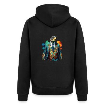 Schildkröte im Anzug - Unisex Premium Bio Zip Hoodie - Schwarz - Hinten - Nico (187cm)