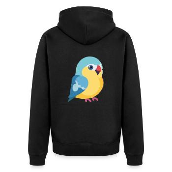 Perruche colorée sur branche - Veste à capuche bio Premium Unisexe - noir - Dos - Nico (187cm)