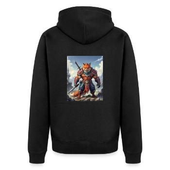 Ein monströses Ungetüm, ein Rotfuchs als Fantasie - Unisex Premium Bio Zip Hoodie - Schwarz - Hinten - Nico (187cm)