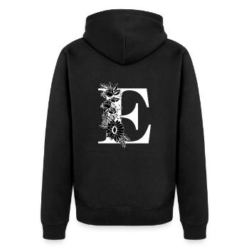 Lettre e floral noir et blanc - Veste à capuche bio Premium Unisexe - noir - Dos - Nico (187cm)