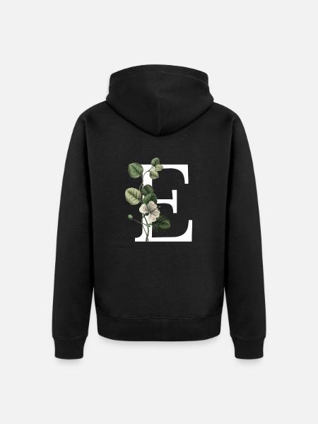 Green Botanical Letter E - Unisex Premium Organic Zip Hoodie - black