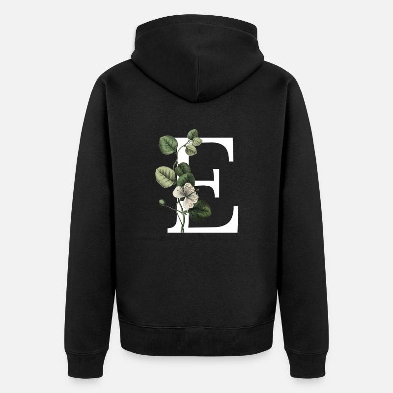 lettre e botanique vert - Veste à capuche bio Premium Unisexe - noir