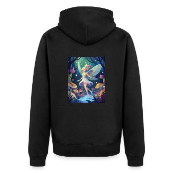 Zauberhafte Waldfee - Unisex Premium Bio Zip Hoodie - Schwarz - Hinten - Nico (187cm)