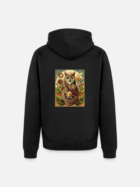 Owl of Time - Unisex Premium Organic Zip Hoodie - black