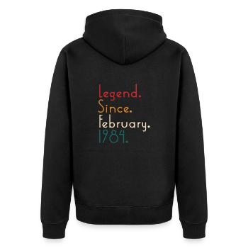 Legend Since February 1984 - Unisex Premium Organic Zip Hoodie - black - Back - Nico (187cm)