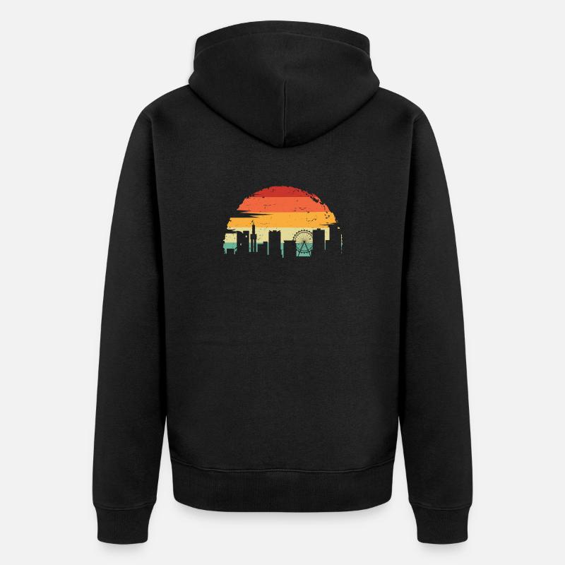 Sunset Skyline Farbverlauf - Unisex Premium Bio Zip Hoodie - Schwarz