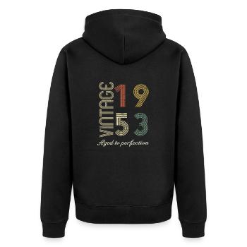 Cadeau d’anniversaire 71 ans - 1953 - Veste à capuche bio Premium Unisexe - noir - Dos - Nico (187cm)