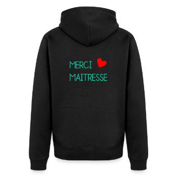 GELIEBTE. VIELEN DANK. DANKE HERRIN - Unisex Premium Bio Zip Hoodie - Schwarz - Hinten - Nico (187cm)