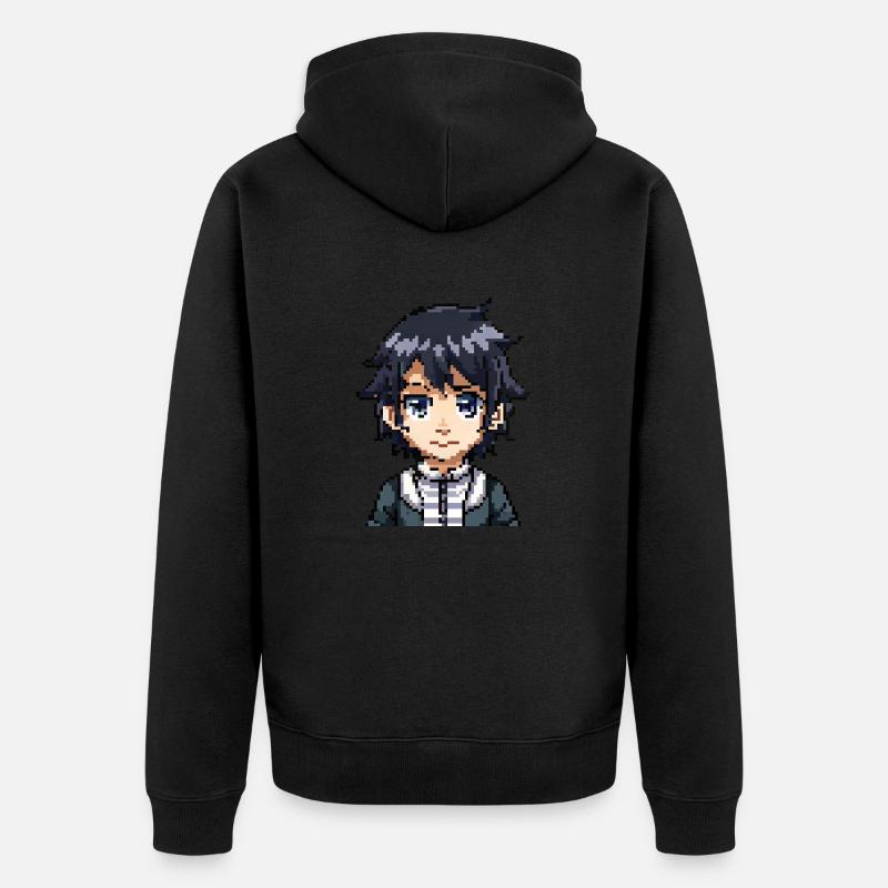 Figurine d’anime en 8 bits - Veste à capuche bio Premium Unisexe - noir