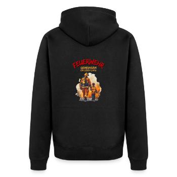 Feuerwehr Gemeinsam ein Leben Lang Vater und Sohn - Unisex Premium Bio Zip Hoodie - Schwarz - Hinten - Nico (187cm)