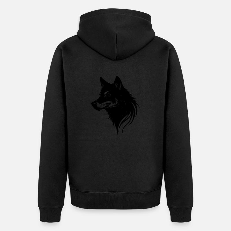 Wolf - Unisex Premium Bio Zip Hoodie - Schwarz