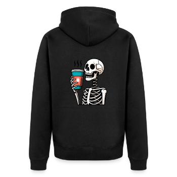 Caffé Os Tee - Unisex Premium Bio Zip Hoodie - Schwarz - Hinten - Nico (187cm)