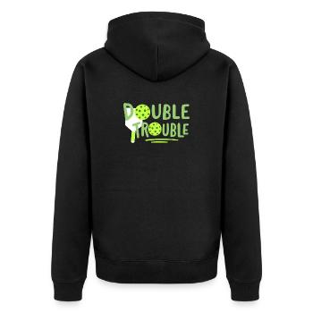 Pickleball-Spieler - Unisex Premium Bio Zip Hoodie - Schwarz - Hinten - Nico (187cm)